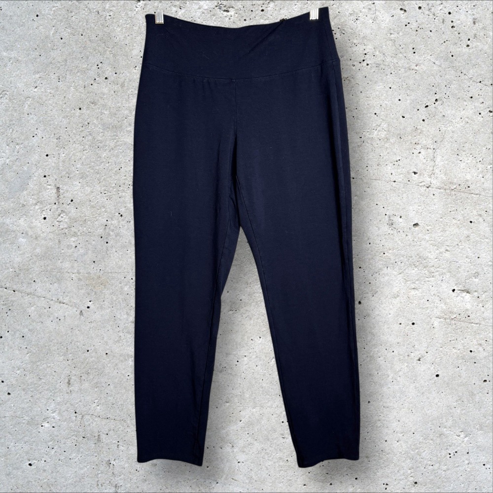 J Jill Wearever Collection Pants Size Small Smooth Fit Slim Leg Navy Jersey Knit